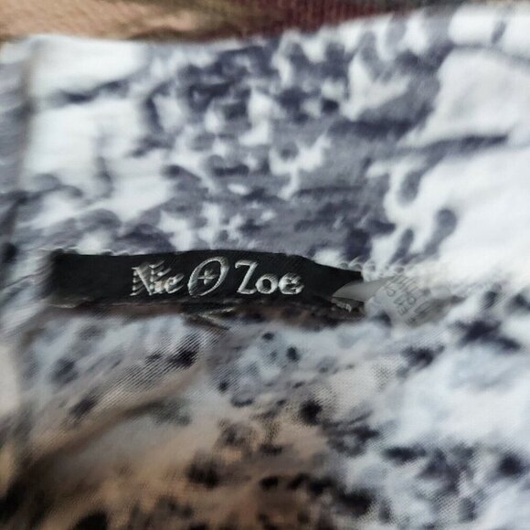 Nic+Zoe Women Cotton Blend Abstract Open Front Cardigan Sweater Lightweight - Picture 3 of 6